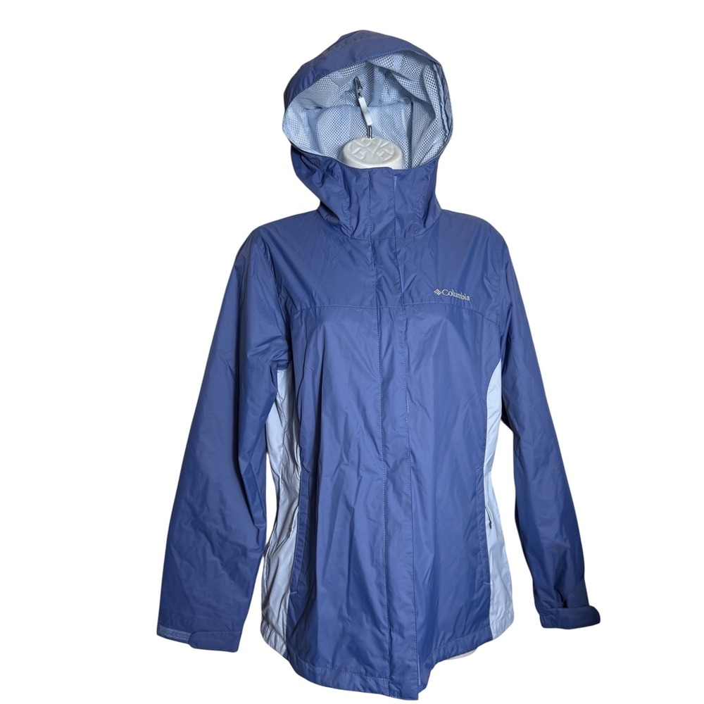 Columbia Jacket Size Medium Women's Hooded Rain Periwinkle Blue Lightweight 💙